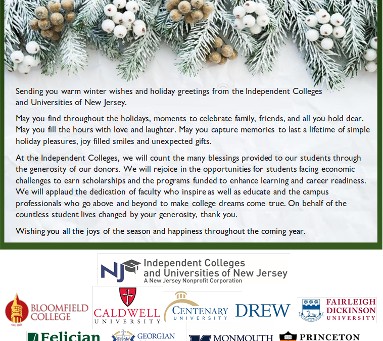 Happy Holidays from The Independent Colleges and Universities of New Jersey